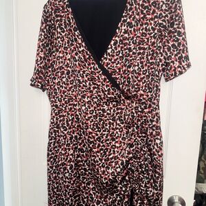 Sanctuary Red and Black Leopard Midi Dress